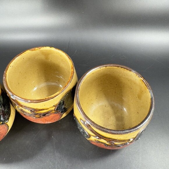 Vintage Japanese Ceramic Porcelain Tea Cup Mug Set 3 With Painted Fruit Speckled - Picture 13 of 16